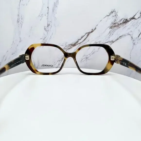New CHANEL Eyeglasses Brown Gold Chain CC Square Acetate Womens - Picture 13 of 16
